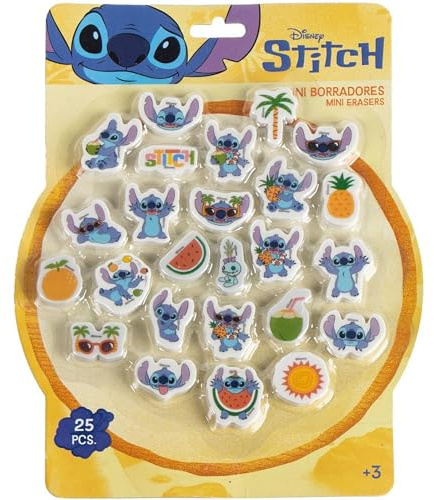Stitch - Set di 25 gomme decorative con motivo Stitch, ideali per regali scolastici, pigne, astucci e uso quotidiano a scuola o a casa