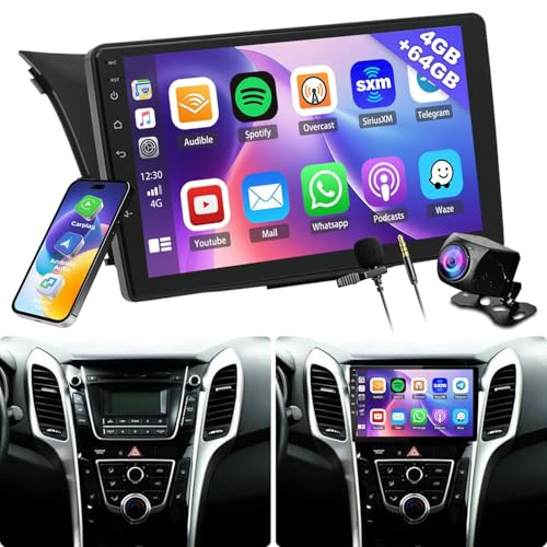 4G+64G Android 13 Car Stereo for Hyundai I30 GD 2012-2017 with Wireless CarPlay Android Auto, 9 Inch Touchscreen 2 Din Car Radio with HiFi GPS WiFi BT FM RDS+Backup Camera