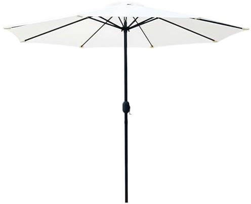 Parasol de Plage Exterieur avec Manivelle Parasol de Jardin avec 8 Baleines en Métal Parasol Balcon pour Patio Piscine Plage Toile Protection UV(Beige)