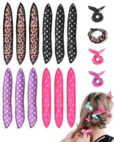 FUGLUS 12 Rulli per Capelli,bigodini morbidi per dormire, bigodini in schiuma senza calore per capelli lunghi e medi, bigodini in spugna morbida per dormire per bambini e donne, bigodini per dormire