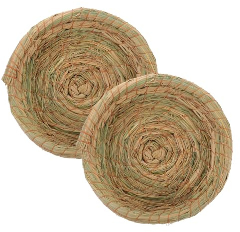 VILLFUL 2 Pièces Nid Herbe Tressée pour Petits Rongeurs Tapis de Chaud et Confortable pour Hamster Lot de Protection la Mastication et Espace de Jeu Adapté Aux Cages