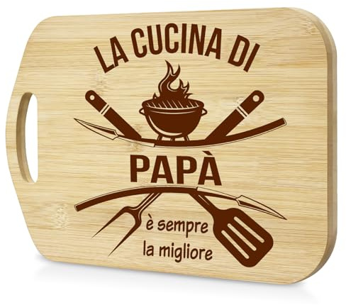 LUXHOMY Regalo Papà Natale Compleanno - Tagliere in Bambù Festa del Papa Idee Regalo Originale Personalizzato, Regali Festa del Papà Utili, Regali per Papa Uomo Natale Compleanno