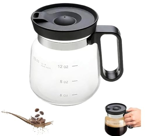 UCK-KIT 16 Oz Glass Coffee Mug – Coffee Pot Style, Clear Glass Coffee Pot Mugs, Heatproof Large Capacity Cup for Hot Teas, Hot Chocolate, Iced Coffee,1pcs