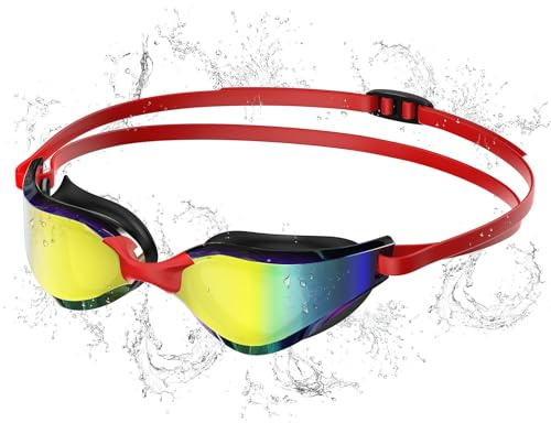 Seaflar Gafas Natacion Polarizadas Antivaho Protección UV400, Correa de Silicona Ajustable - Profesional para Adultos & Adolescentes, Deportes Acuáticos Hombres Mujeres-D-REDCL