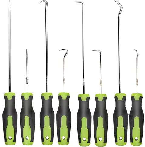 8Pcs Hook and Pick Set,4Pcs 9.4'' & 4Pcs 6.3'' Precision Automotive Picks Tools Set for Car Auto Oil Seal,Mechanic Lock Picking Kit,Puller Remover Tools,Ideal for Automotive Work,and Wire Separation