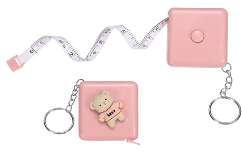 sourcing map 2Pcs Soft Tape Measure 60 Double Scale Retractable Mini Cartoon Measuring Tape Cute Tape Measurer for Sewing Craft Cloth Fabric Tailor Weight Loss Body Measurements, Pink Bear