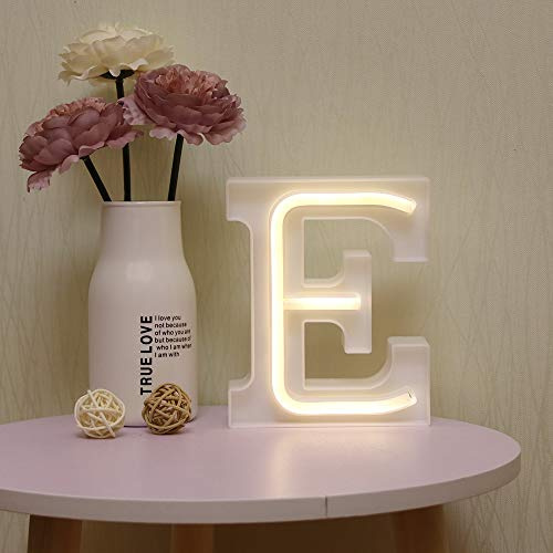 GUOCHENG LED Neon Letter Lights Alphabet Light Up Letter Sign Battery&USB Power Marquee Neon Letter Lights for Christmas Wedding Home Party Decoration E