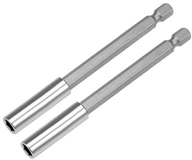 sourcing map 2 Pcs 1/4 Inch Hex Shank by 4 Inch Magnetic Bit Holder Extension, Quick Release Screwdriver Drill Bit Power Tool