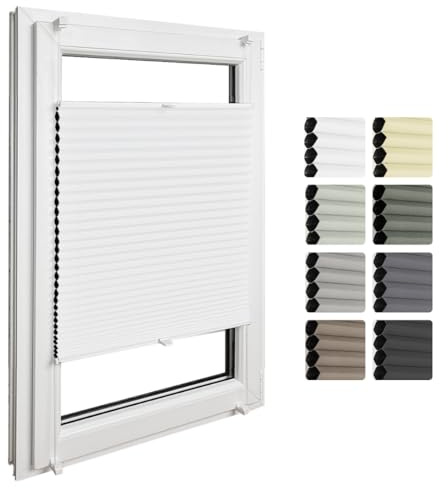 Home-Vision Premium Doppelplissee mit Klemmfix Weiß-Weiß B50 x H150cm | Wabenplissee ohne Bohren Modern Klemmfix Blickdicht Plissee Sonnenschutz Hitzeschutz Jalousie für Fenster Thermo