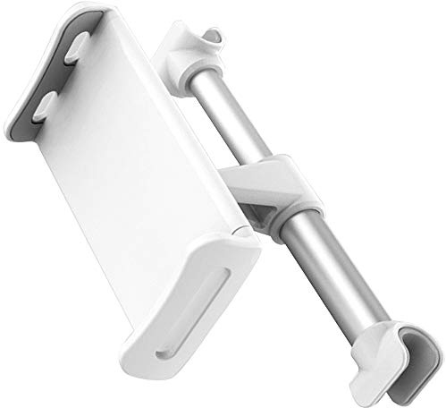 CLM-Tech Tablet Soporte Auto Reposacabezas, Móvil Poseedor Coche Asiento Trasero 360° Rotación, Universal para 4-11 Pulgadas Tablet y Smartphone, Blanco