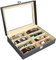 Kurtzy Scatola Porta Occhiali da Sole in Ecopelle con Serratura - 8 Scomparti per Occhiali - Organizer Occhiali da Sole e da Vista Nero - Portaocchiali Multiplo per Occhiali, Gioielli ed Orologi