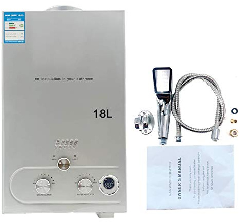 Cozyel Scaldabagno A Gas 18lt LPG Scaldabagno Istantaneo A Gas 36KW Con Digitale LCD Scaldabagno Automatico E Rapidamente