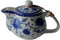Piccola teiera in porcellana, 260 ml, con infusore in acciaio inox, classica cinese Penoy Flower (Penoy blu e bianco)