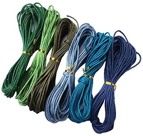 6 Farben Gewachst Baumwollschnur Wachsband Baumwollkordel 2MM * 10M für DIY Armband Halskette Schmuckherstellung (Farbe 1)