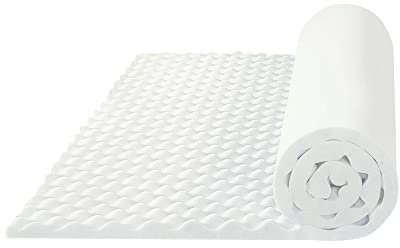 Zayton, 1-inch Convoluted Egg Shell Breathable Foam Topper, Adds Comfort to Mattress, Full, White