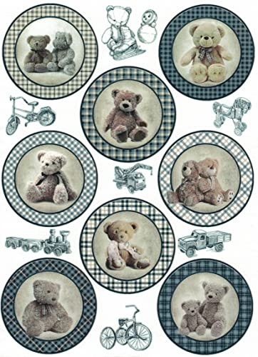 Zita`s Creative Rispapper A4 – nalle Round Boy. Motiv sugrör siden, sugrör sidenpapper, decoupage papper