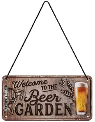 Nostalgic-Art Retro Hängeschild, 10 x 20 cm, Welcome to the Beer Garden | aus Metall, Vintage Design, Blechschilder Sprüche, Bier-Deko, Geschenk-Idee für den Biergarten