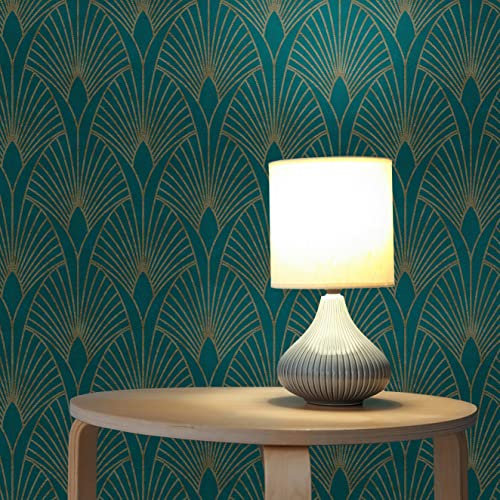 TADESSI Tapet grafik Domenico M1-No.433 fibertapet blå guld art deco tapet för vardagsrum sovrum kök non-woven