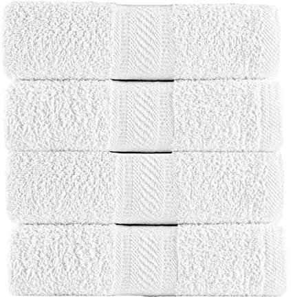 Sweet Needle Confezione da 4 teli da bagno grandi Bianco, (70 x 140 cm) - 100% cotone Lussuosi, ultra morbidi, altamente assorbenti per bagno, doccia, spiaggia e uso quotidiano