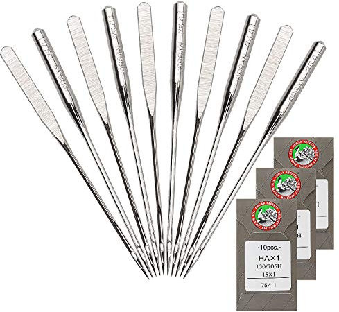 30 Stück Nähmaschinennadeln Größe 75/11 130/705H HAx1 Stickerei Nähnadeln für Brother Nähmaschine (3 Packung mit 10 Nadeln)