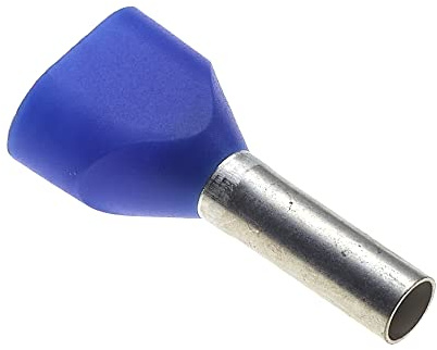 Ghiera Isolata A Doppia Entrata, 10 Mm X 2,5 Mm, Confezione Da 100 - Doppio Bootlace, Pin Per Connettori A Crimpare In Rame Per Fili, Connettori Terminali Per Cavi, Connettori A Ghiera In Nylon Blu