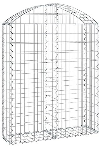 vidaXL Arched Gabion Basket - 100x30x120/140 cm - Galvanised Iron Outdoor Decorative Barrier for Garden, Patio & Yard - Stable Structure, Durable & Weather-Resistant, Easy Assembly