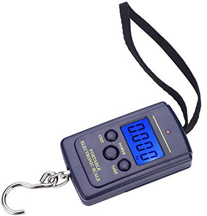 Fischwaage, Hintergrundbeleuchtetes LCD-Display, 110 Lb/50 Kg, Tragbare Elektronische Waage, Digitale Angel-Post-Hängehakenwaage Mit Maßband, 2 AAa-Batterien Im Lieferumfang Enthalten (schwarz)