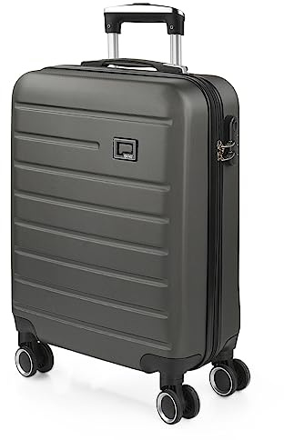SKPAT - Styv kabinresväska Liten resväska med hjul - ABS handbagageväska med teleskophandtag - Lättvikts resväska Carry on resväska med TSA kombinationslås - Kabinresväska i 55cm storlek, Antracit