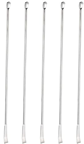 YOKIVE 5 Pcs Cuchara Micro Reactivo, 2 en 1 Doble Cabeza Acero Inoxidable | Extrae la Muestra, Ideal para Laboratorios de Ciencias, Aulas de Química (220mm de Largo)