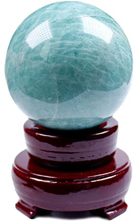 Cristallo Grezzo Sfera di Cristallo Lucido Sfera Scultura Tianhe Pietra Amazzonite Sfera Sfera di Pietre Preziose for Reiki e Decorazioni for la casa, Pietra di Palma burattata, Sfera Divinazione,Diam