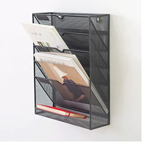 GRFIT Schreibtisch Briefablage Dokumentenablage Wandmontierte Datei Rack Zeitungsständer Magazin Rack Schmiedeeisen Display Rack Wandmontage Klassifizierung schwarz Dokumentenablage