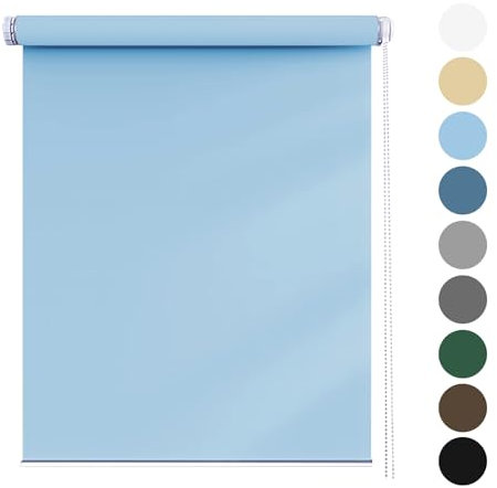 Aluminium-Jalousie 40 x 210 cm, Sichtschutz und Sonnenschutz Blickdicht, Alu-Jalousie, Klemmfix ohne Bohren, für Fenster & Tür, Himmelblau