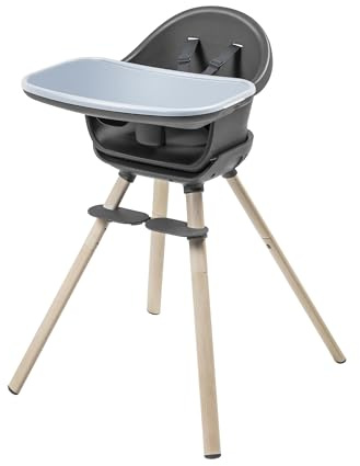 Maxi-Cosi Moa Trona Bebe Evolutiva 4 en 1, 6 Meses-7 Años, 0-25 Kg, Trona de Bébé Ligera y Ajustable, Transformable en Asiento Elevador, Taburete y Escritorio Con Asiento para Niños, Beyond Graphite