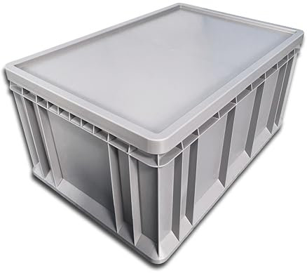 Wirth – Eurobox mit Deckel aus Kunststoff - 60x40x31 cm - für Industrie, Gewerbe, Haushalt - Made in Germany