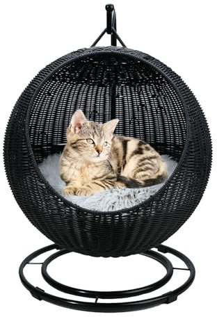 QLXYYFC Lit À Balançoire Suspendu pour Chat, Chaise À Œufs, Balançoire pour Chat, Lavable, pour Chat, Petit Chien, Petits Animaux, Respirant, Facile À Assembler, À L'intérieur et À L'extérieur (Color
