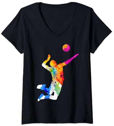 Damen BEACHVOLLEYBALL VOLLEYBALLSPIELER VOLLEYBALL T-Shirt mit V-Ausschnitt