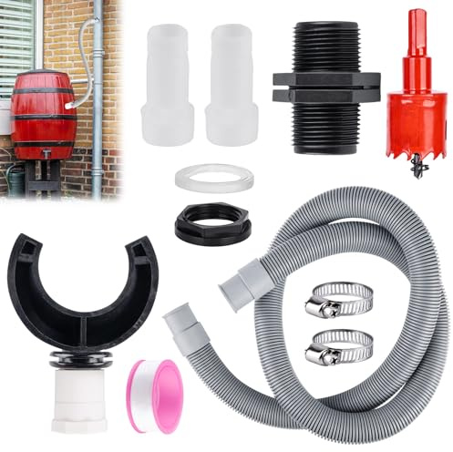 Recuperateur d Eau de Pluie pour Tuyau de Descente Ø 70-100mm,Collecteur Eau de Pluie Gouttiere,Recuperateur Eau de Pluie pour Toitures Jusqu'à 80 m²,Kit de Récupérateur d'eau,avec Un Tuyau de 1 Mètre