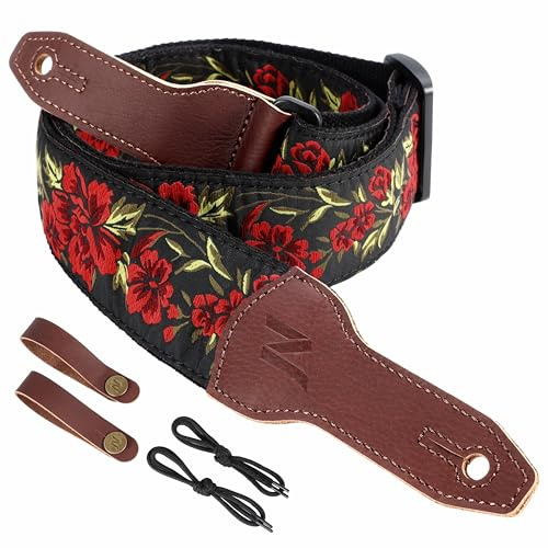 Nefelibata Banjo-Gurt, 5,1 cm breit, Vollnarbenrindsleder, Gitarrengurt