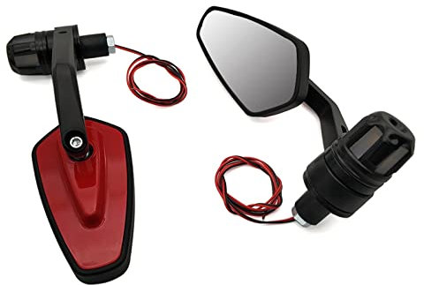 Zubehör Motorrad Für DUCATI HYPERMOTARD 939/Strada 950 MULTISTRADA 821 MONSTER/Dark/Stripe Griffspiegel Mit Blinker-LED-Signalleuchte (Color : Red)