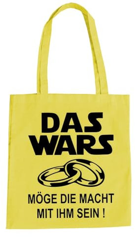 JGA Das Wars Teilnehmer Baumwolltasche - Junggesellenabschied Heiraten Star Möge Die Macht Mit Ihm Sein Gelb