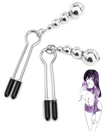 Adjustable Large Metal Nipple Clips,2PCS Entertainment Clip for Women Non-Piercing Nipplerings Clip,Large Nipple Clamps with Weights/Chains for Women, Couples Gifts (3)