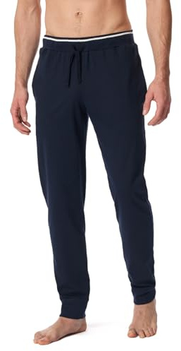 Schiesser Herren Lange Schlafhose mit Bündchen Bio-Baumwolle-Mix + Relax Pyjamaunterteil, Nachtblau_182183, 48 cm
