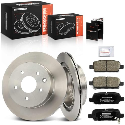 Frankberg Bremsensatz inkl. 2x Bremsscheiben + 4x Bremsbeläge Hinten | Kompatibel mit Qashqai +2 I J10 NJ10 Qashqai II SUV J11 J11 X-Trail T31 Replace# 432068H700