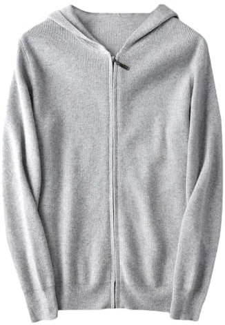 Hgvcfcv Men's Cashmere Casual Hooded Cardigan Men Zipper Sweater Winter Thickened Cashmere Sweater Hooded Coa Gray