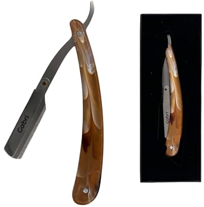 Gabri Folding Cut Throat Razor Authentic - Premium Barber Straight Razor for Men's Shaving - Single Blade Razor (Classic (Marble Effect))
