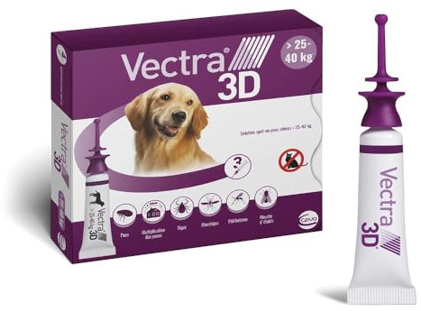 Vectra 3D Solution Spot-on pour Chiens > 25–40 kg - 3 pipettes