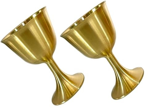XINCXIN Vintage Kommunionbecher, 4 Stück Messing Weinglas Metall Räucherschale Vintage Martinigläser Weinkelch Kelch Martinibecher Tempel Weihwasserbecher