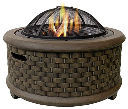 bttllke Large Retro Fire Pit,gray Cast Iron Brazier Heater,Multifunctional Camping Bowl BBQ,for Backyard,Camping,Picnic,Bonfire,Garden