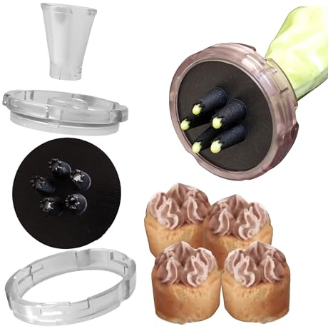 Chefinov - Set Multidouille Cocktail 5 Douilles Cannelées - Douilles pâtisserie -Une seule pression le décor est réalisé.