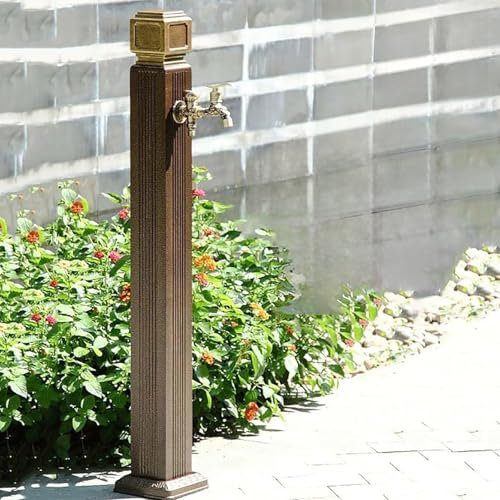 MDDKOP Wasserhahn Wassersäule Garten Wasserzapfstelle Freistehende Garten-Wassersäule Mit Wasserhahn, Wassersäule aus Edelstahl für den Außenbereich, mit Doppeltem Wasserauslasshahn Standbrunnen(110cm